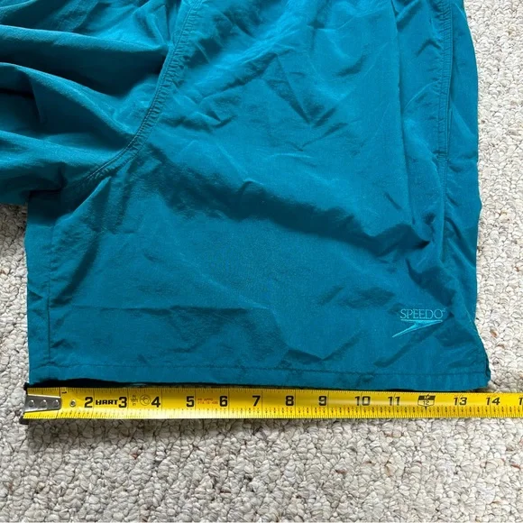 Speedo Vintage Board Shorts Mens Large 90s Teal Blue Embroidered Pockets - Picture 11 of 12
